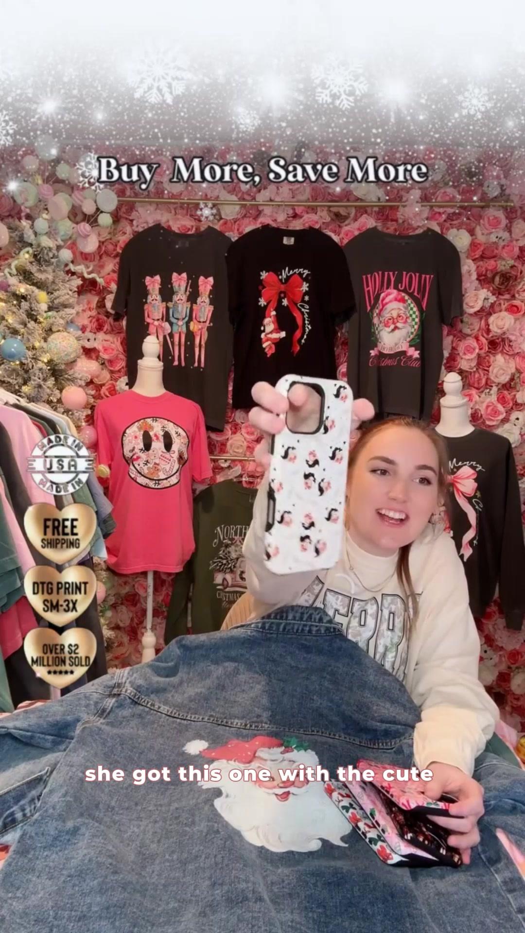 Red Santa Bow Comfort Colors, Trendy Women's Christmas Tshirt